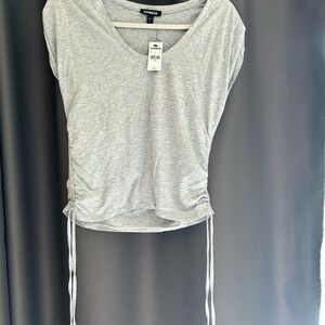BRAND NEW Express Gray Sleeveless Ruched Crop Tee